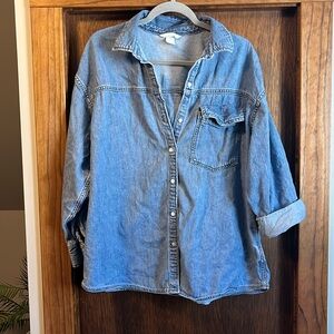 Oversized denim shirt